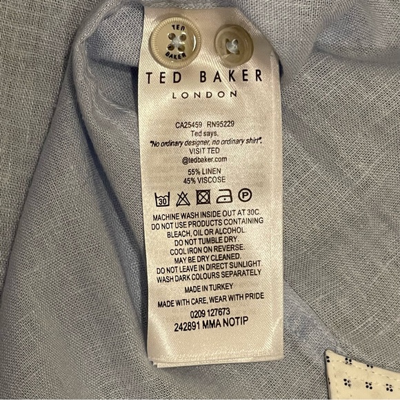 New Ted Baker Notip Button-Up Linen Blend Shirt Size 6(XXL) - Picture 3 of 6